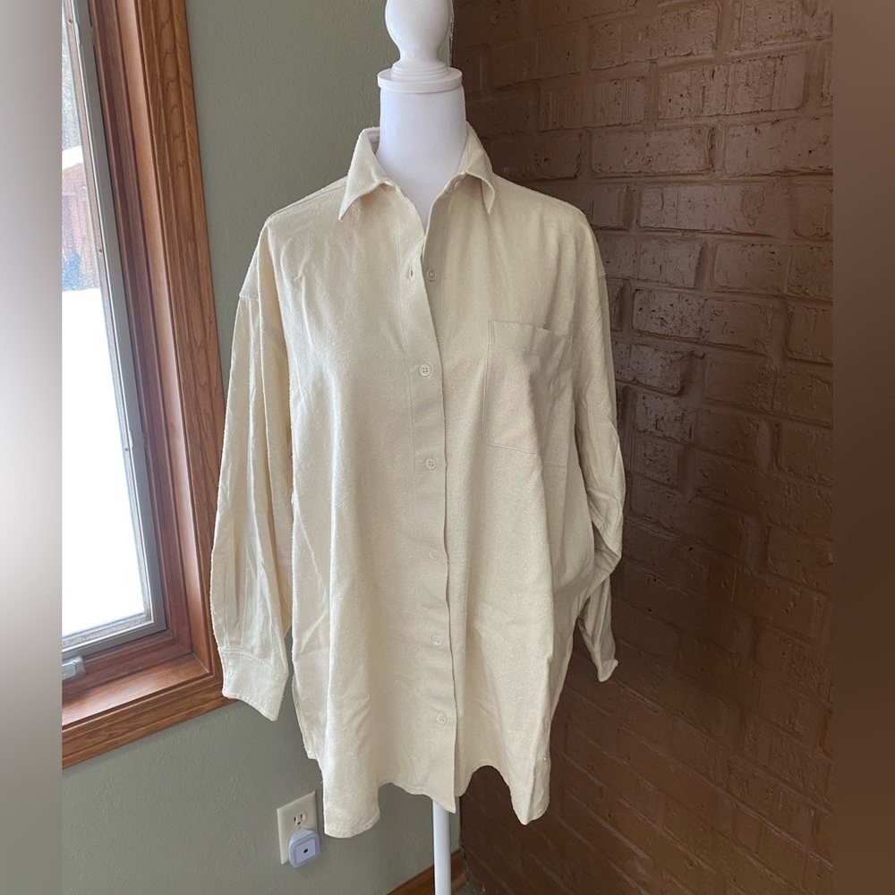 Jenni Kayne Light Cream Button-Front Oversized Shirt